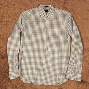Light Green Blue Checkered Slim J. Crew Button Up